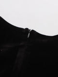 Black Velvet Holiday Celebrations Maxi Gown for Women O Neck Gold Trim Slim Jewel Accent High Slit Dresses for Luxury Dinner