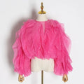 Ruffles Shirts For Women O Neck Lantern Sleeve Loose Pullover Summer Blouse Female Fashion Style Clothing