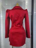Handmake Women Long Sleeve Golden Beading Deep V-Neck Bodycon Mini Dress Celebrate Birthday Photo Shoot Performance Costume