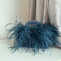 Pearl Bead Bag With Feather Fur Designer Brand Clear Acrylic Crystal Stone Box Tote Handbag Women Handmade Party Purse