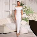 Women Sexy Off the Shoulder Pearl Bead Diamond Bodycon Long Bandage Dress Nightclub Party Evening Birthday Celebrate Wear