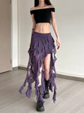 Tassels Women Skirts Chic Irregular Hem Multi-Layered Ruffles Lace Patchwork Summer Trend Skinny Versatile Bottoms