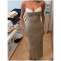 Elegant Women Slip Dress Twill Double‑layer Fabric Spliced Sleeveless Spaghetti Strap Bodycon Casual 2026 Sexy Long Dresses New