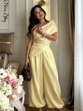 Collection Of Versatile Linen Midi Sets Square Neck Relaxed Fit Casual Day Wear Fashion Daily Linen Pants Women Summer 2026