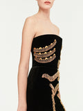 Chic Spliced Tassel Stapless Dress for Women Sleeveless High Waist Patchwork Sequined Luxurious Runway Style Dresses Female