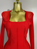 Sexy 3D Red Black Rose Flowers Mesh Long Sleeve Bandage Mini Dress Evening Prom Birthday Party Photo Shoot Cocktail Party Dress