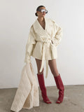 Women's Double Breasted Trench Coat Lapel Waist-Cinching Lace Up Mid Length Windbreaker Jacket Autumn Casual Street Coat