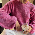 Women's Pink Lace-up Backless Knitted Sweater Long Sleeve Pullover Knitwears Loose Pullovers Top White Jumpers Autumn Clothing