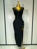 Women Black Elegant Bandage Dress Sexy Sleeveless Bodycon Evening Party Club Luxury Birthday Dress Wedding Guest Gown