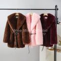 Winter Hot Brown Belted Faux Fur Coat Women Thick Warm Long Fox Fur Jacket Chic Brand Fashion Girls Furry Overcoat