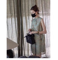 Olive Girl Green Embroidered Qipao for Ren Faire 2026 Garden Wedding Fairycore Photoshoot Everyday Wear S-XXXL XS-3XL Plus Size Hand Embroidered Romantic Garden Party Editorial Not Costume Qipao Cheongsam Chinese Dress Chinese Heritage Fashion Women