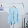 Elegant Asymmetric Cascading Ruffles Mini Dress Women Loose Solid V-neck Full Sleeve Button Summer Dresses  Lady Robes New