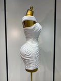 High Quality Women Bodycon Sexy Off The Shoulder Draped Mini Dress Club Dress Midi Celebrity Elegant Party Luxury Birthday Dress