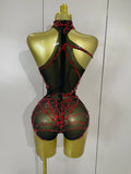 Sparkly Diamond Sexy Mesh Stretch Bodysuits Women Evening Nightclub Bar Party Show Gogo Dancer Clothing Stage Costume