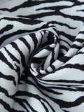 Zebra Stripe Print Two Piece Set for Women Lapel Long Sleeve Spliced Zipper Short Coat Mid Waist Knee Skirt Female