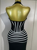 Women Backless Evening Party Prom High Quality Birthday Dress Sexy Halter Neck Black Sleeveless Slit Long Bodycon Bandage Dress