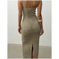 Elegant Women Slip Dress Twill Double‑layer Fabric Spliced Sleeveless Spaghetti Strap Bodycon Casual 2026 Sexy Long Dresses New