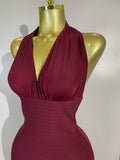Women Evening Party Prom Gown Birthday Club Dress Sexy Backless Halter Neck Sleeveless Ruffles Pacthwork Bodycon Bandage Dress