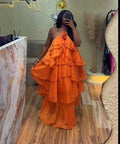 Women Sleeveless Ruffles Loose Ball Gown Smock Strap Maxi Long Sexy Dress 2025 Birthday Vacation Party Dresses Vestidos