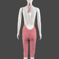 Stripe Print Playsuit Women Sleeveless Backless Halter Bandage Skinny Sexy Clubwear Activity Fitness Workout Romper