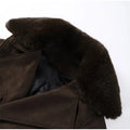 Vintage Lapel Suede Lace Up Jackets Women Solid Fur Collar Pad Shoulder Short Coats 2025 Female Autumn Chic Casual Streetwear