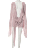 Irregular Backless Women Dress Coquette Beach Vacation Wild See Through Halter Bell Sleeve Sexy Midnight Club Bodycon