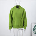 Women Fashion Solid Knitted Hooded Top O-neck Casual Full Sleeve Loose Pullover Female Spring New Chic Casual Street Outfit