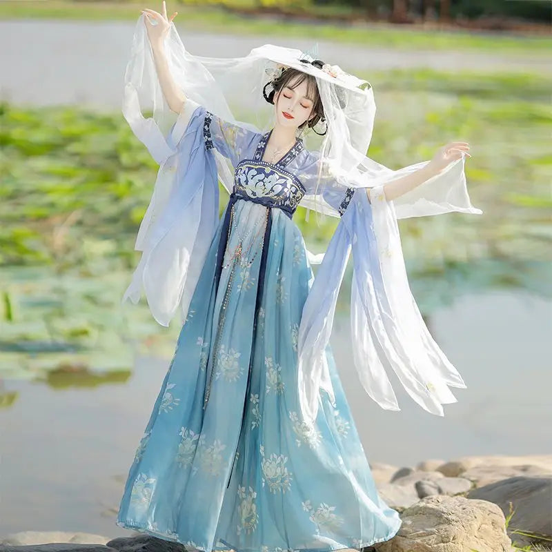 Olive Girl Blue Hanfu Dress 2026 S-XL XS-3XL Plus Size Hanfu Chinese Dress Traditional Chinese Clothing Chinese Heritage Fashion Women