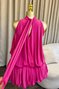 Women Dress Sleeveless Halter Ruched Ball Gown Mini Dress with Shorts 2026 Beach Party Elegant Holiday Birthday Outfits