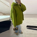Women Fashion Solid Knitted Hooded Top O-neck Casual Full Sleeve Loose Pullover Female Spring New Chic Casual Street Outfit