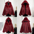Women Fur Coat Women 2025 Plush Red Bomber Jacket Solid Crop Long Sleeve Jacket Warm Winter Coats Female Casual Coats