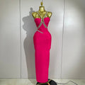 Elegant Sprkly Diamonds Sexy Halter  Sleeveless Maxi Long Bodycon Bandage Dress Women Luxury Birthday Eveing Party Club Dress
