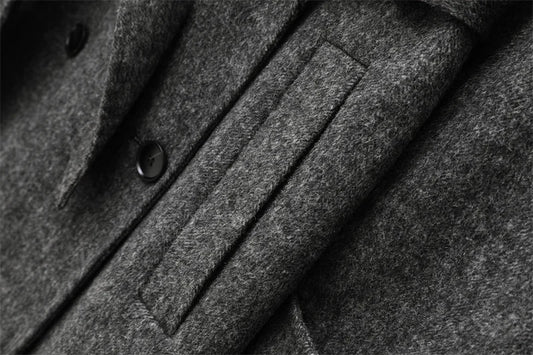 New Women's Wool Blend Lapel with Belt Double Breasted Woolen Coat Coat Women's Trench Coat