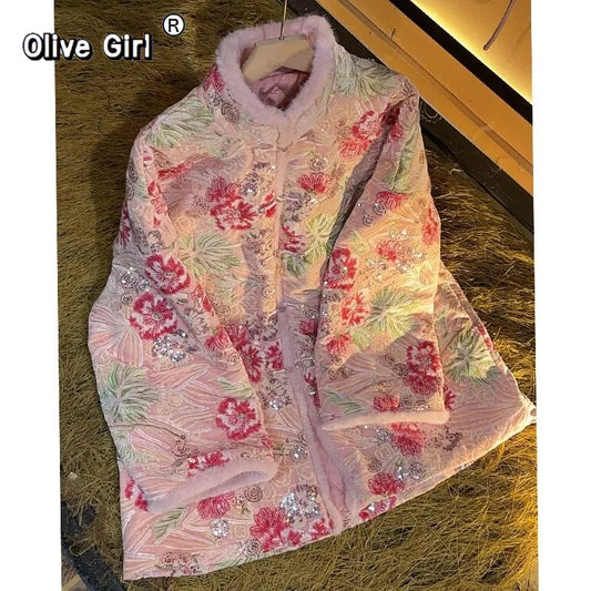 Olive Girl Pink Embroidered Embroidered Jacket for Ren Faire 2026 Garden Wedding Fairycore Photoshoot Everyday Wear S-2XL XS-3XL Plus Size Hand Embroidered Dramatic Silhouette Romantic Garden Party Editorial Not Costume Chinese Heritage Fashion Women