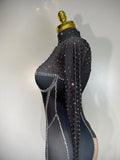 Sparkly Diamond Women Sexy Mesh Jumpsuit Nightclub Bar Party Show Gogo Dancer Clothing Drag Queen Outfit Stage Costume