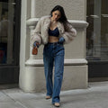 Ins Hot Brand Fashion Black Warm Cozy Cropped Faux Fur Coat Women Winter Chic Girls Street Fashion Luxury Short Fur Jacket