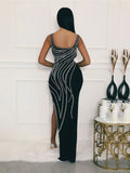 Women Dresses for Special Occasions Sexy Rhinestone Cocktail Floor Length Long Maxi Dress Evening Party Birthday Dresses