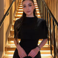 Women Gold Sparkle Capelet Top Elegant Shiny Tweed Shoulder Wrap Turtleneck Short Cloak 2026 Spring Lady Evening Party Outfit