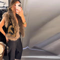 Chic Embroidery Fur Patchwork Waistcoats Women Stand Collar Sleeveless Female Vests 2026 Autumn Lady High Street Furry Tops New