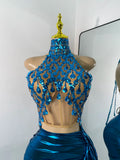 Women Sexy Top Skirt Two Pieces Sets Night Club Performance Stage Costume Sparkly Diamonds Stretch Party Celebrate Stage Outfit
