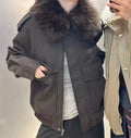 Original for Autumn/winter Women's Collection, A Detachable Wool-neck Jacket with A Fleece Leather Effect Can Be Worn