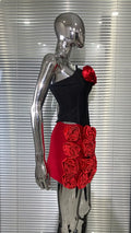 Women's Red Corsage Tube Top + Bud Skirt Set Glam Luxury Fashion Hot Party Evening Performance Dress Robe Femme Chic Et Élégante