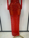 Women Sparkly Diamonds Mesh See Through Bodycon Dress Evening Birthday Party Sexy Nightclub Bar Stage Costume