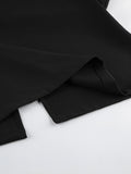 Black Loose Spliced Buttos Chic Dresses for Women O Neck Sleeveless Elegant Commute Dress Female Summer Fashion New
