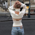 Women's Ribbed Knit Turtleneck Cutout Shoulder Halter Vest Long-Sleeved Shawl 2-Piece Set Slim Y2K Sexy Street Autumn Top