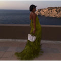 Ladies Strapless Fringe Maxi Gown Tiered Asymmetrical Sleeveless Slim Robe Summer Beach Club Cocktail 2026 New Chic Hot Vestidos