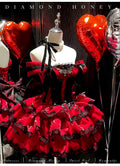 Olivegirl Sweet Lace Dress Lolita Red Cute Girl Spring High-end Women Summer Birthday Party Elegant Princess Lolita Dresses