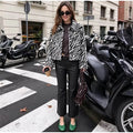 Women Chic Zebra Print Faux Fur Cropped Jacket Lapel Collar Single Breasted Warm Short Coat Autumn Winter Fashion Street Jackets