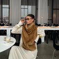 High Neck Animal Deer Print Faux Fur Vest Female Sleeveless Asymmetrical Hem Cape Coat Casual Fashion Women's Outfits 2026 New