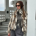 Brand Designer Zebra Strip Print Faux Fur Jacket Women Autumn Winter Stand Collar Fox Fur Coat Ins Girls Outerwear